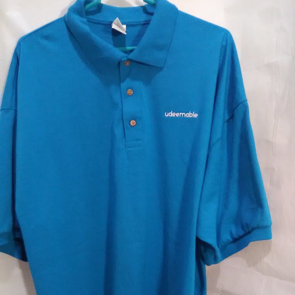 Gildan Men's Short Sleeve Polo Shirt Color Blue Size 2XL